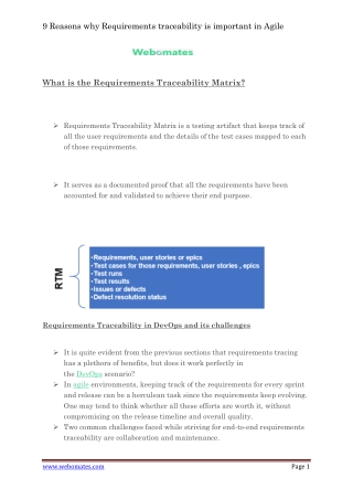 9 Reasons why Requirements traceability is important in Agile