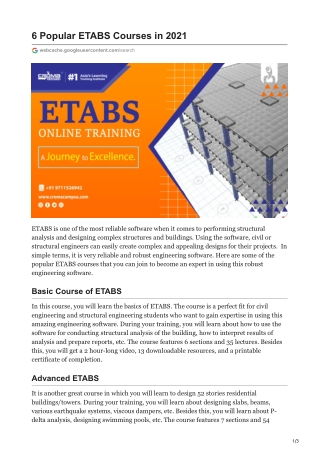 6 Popular ETABS Courses in 2021