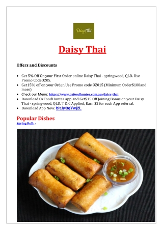 5% OFF - Daisy Thai Menu - Thai Restaurant springwood, Qld