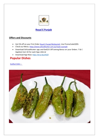 5% Off - Royal E Punjab Indian Menu Takeaway Brunswick, VIC