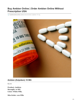 Ambien (Zolpidem) 10mg