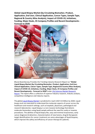 Global Liquid Biopsy Market by Impact of COVID-19, Initiatives  Forecast to 2028