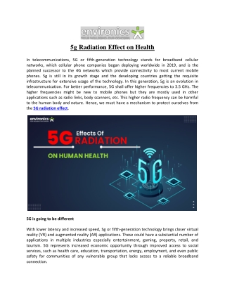 5g Radiation Effect on Health