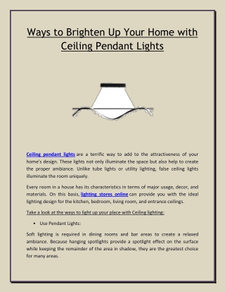 Ways to Brighten Up Your Home with Ceiling Pendant Lights