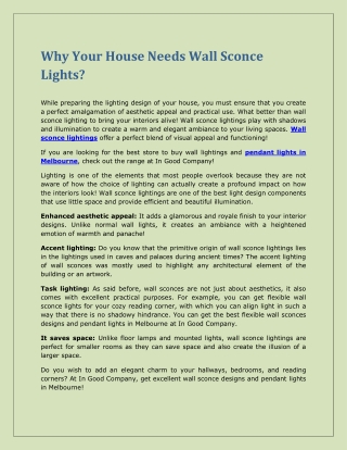 Why Your House Needs Wall Sconce Lights