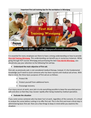 Important first aid training tips for the workplace in Winnipeg