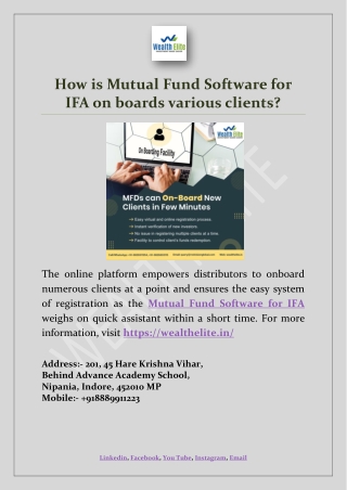 How is Mutual Fund Software for IFA on boards various clients
