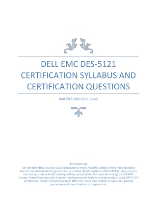 Dell EMC DES-5121 Certification Syllabus and Certification Questions