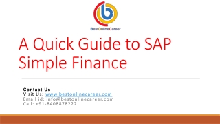 SAP S4 HANA Simple Finance Online Training | SAP S4 HANA Simple Finance Syllabus