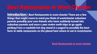 Bast Restaurants in west chester