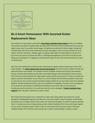 Be a smart homeowner with assorted gutter replacement ideas
