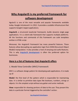 Why AngularJS is my preferred framework for software development