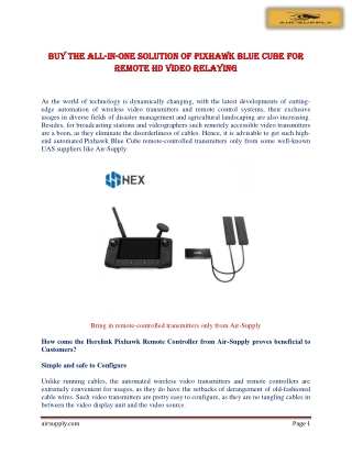 Buy the all-in-one solution of Pixhawk Blue Cube for remote HD video relaying