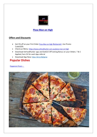 5% Off - Pizza Man on High Takeaway Menu Reservoir, VIC