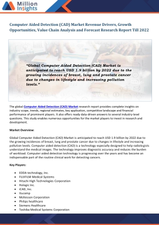 Computer Aided Detection (CAD) Market