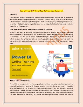 How Is Power BI A Useful Tool To Grow Your Career In?