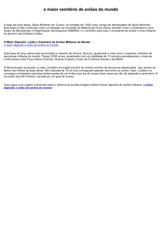 o maior depósito, leilão e cemitério de aviões militares do mundo