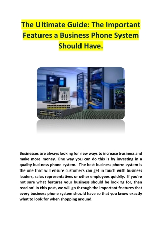 The Ultimate Guide The Important Features a Business Phone System Should Have.