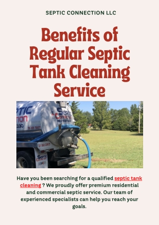 Benefits of Regular Septic Tank Cleaning Service