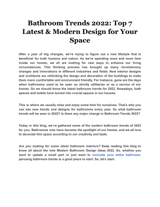 Bathroom Trends 2022: Top 7 Latest & Modern Design for Your Space