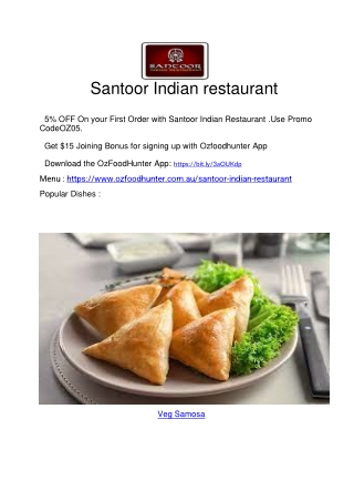 5% Off - Santoor Indian Restaurant Menu in Newington NSW
