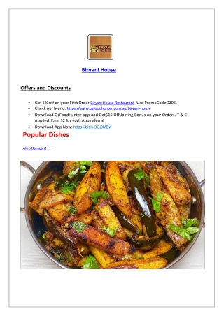 15% Off - Biryani House Indian food takeaway Menu Melbourne, VIC
