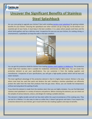 Uncover the Significant Benefits of Stainless Steel Splashback