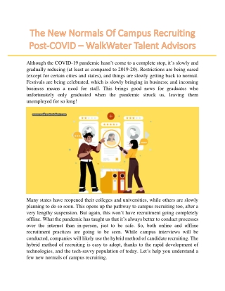 The New Normals Of Campus Recruiting Post-COVID – WalkWater Talent Advisors