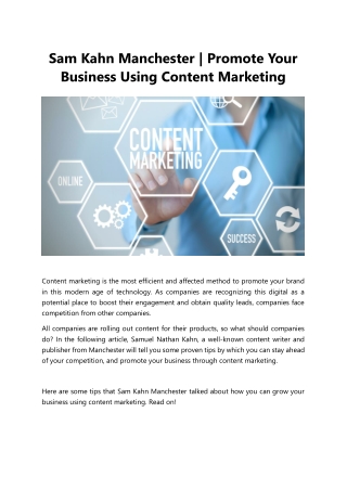 Promote Your Business Using Content Marketing