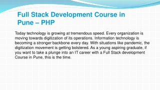 #1 PHP Full Stack Development Course in Pune - Texceed