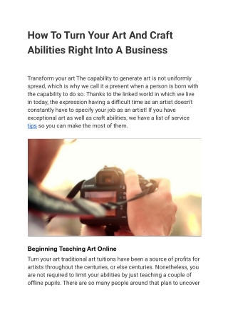 How To Turn Your Art and Craft Abilities Into A Business