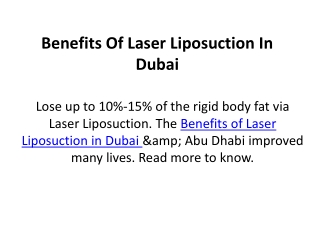 Benefits Of Laser Liposuction In Dubai