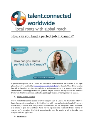 How can you land a perfect job in Canada