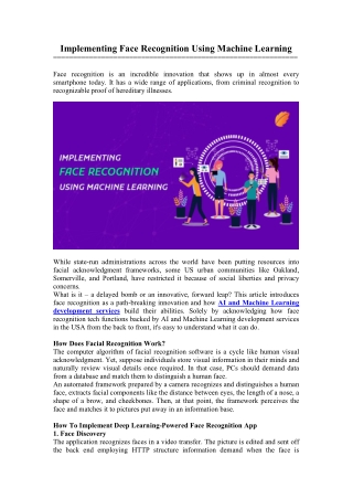 Implementing Face Recognition Using Machine Learning