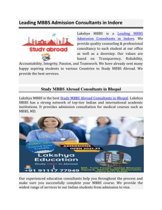 Study MBBS Abroad Consultants in Bhopal