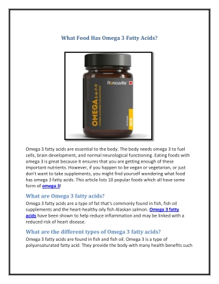 What Food Has Omega 3 Fatty Acids