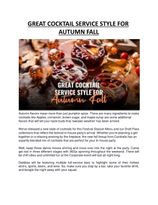 GREAT COCKTAIL SERVICE STYLE FOR AUTUMN FALL