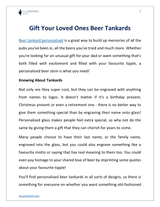 Gift Your Loved Ones Beer Tankards