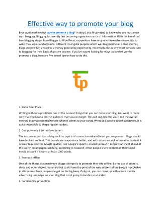 Effective way to promote your blog