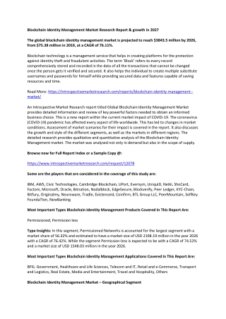 In-depth Analysis on Blockchain Identity Management Market by 2027pdf