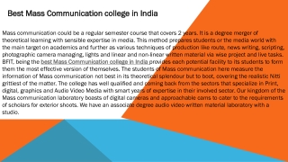 Best Mass Communication