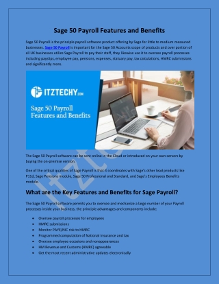 Sage 50 Payroll Features and Benefits