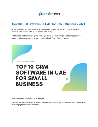 Top 10 CRM software in UAE-Penieltech