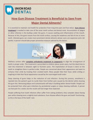 How Gum Disease Treatment is Beneficial to Save From Major Dental Ailments