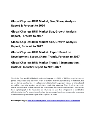Global Chip less RFID Market, Size, Share, Analysis Report & Forecast to 2026