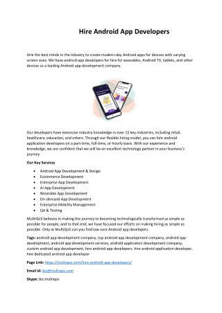 Hire Android App Developers From MultiQoS