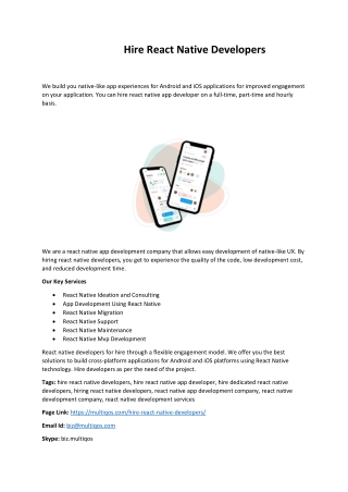 Hire React Native Developers From MultiQoS