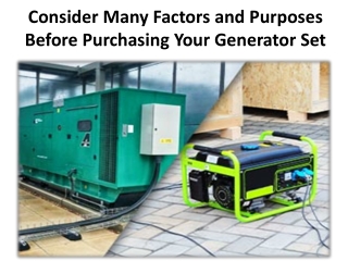 Important factors to consider when buying Generator sets
