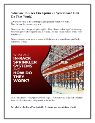 What are In-Rack Fire Sprinkler Systems and How Do They Work