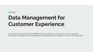 Data Management for Customer Experience